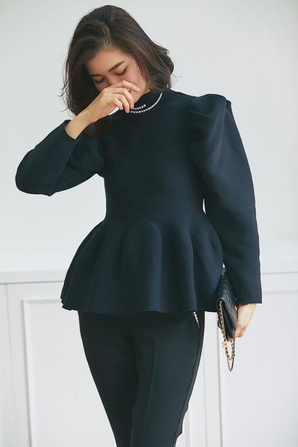 ふゆ様限定♡セブンテンバイミホカワヒト♡カットスリーブジャガードニット♡黒 4245423-4.jpg