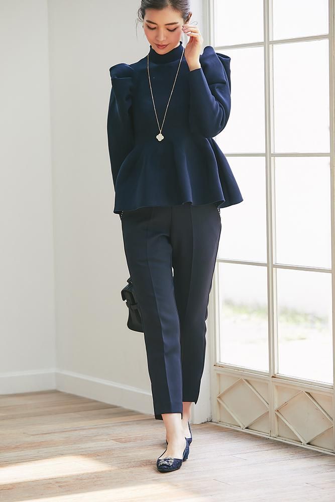 ペプラムパフニット(ネイビー) - seventen