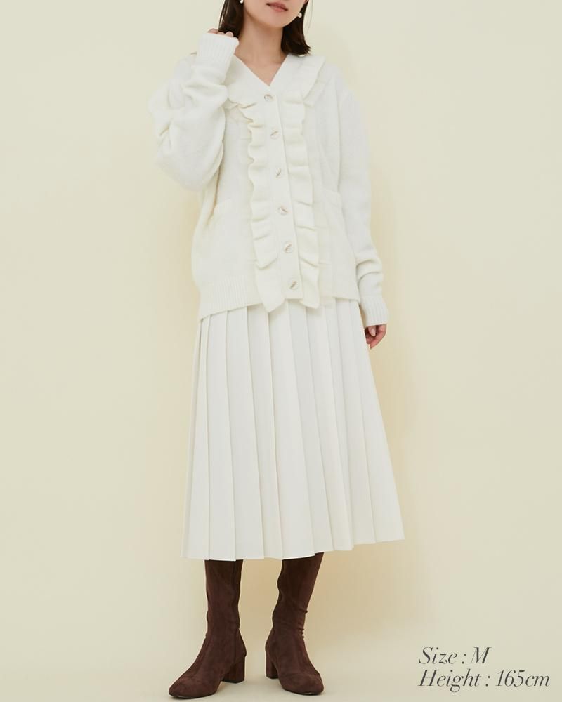10％off】フリルオーガンジーカーディガン(グレー) - seventen