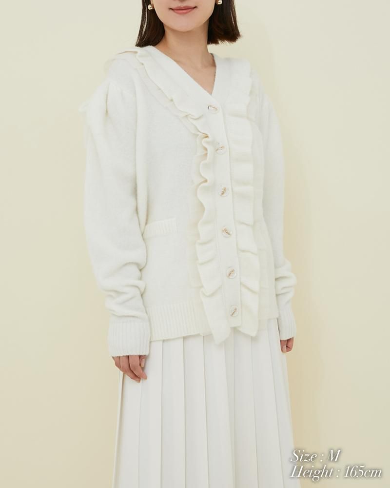 10%off】フリルオーガンジーカーディガン(ホワイト) - seventen 10%off】フリルオーガンジーカーディガン(ホワイト) - seventen