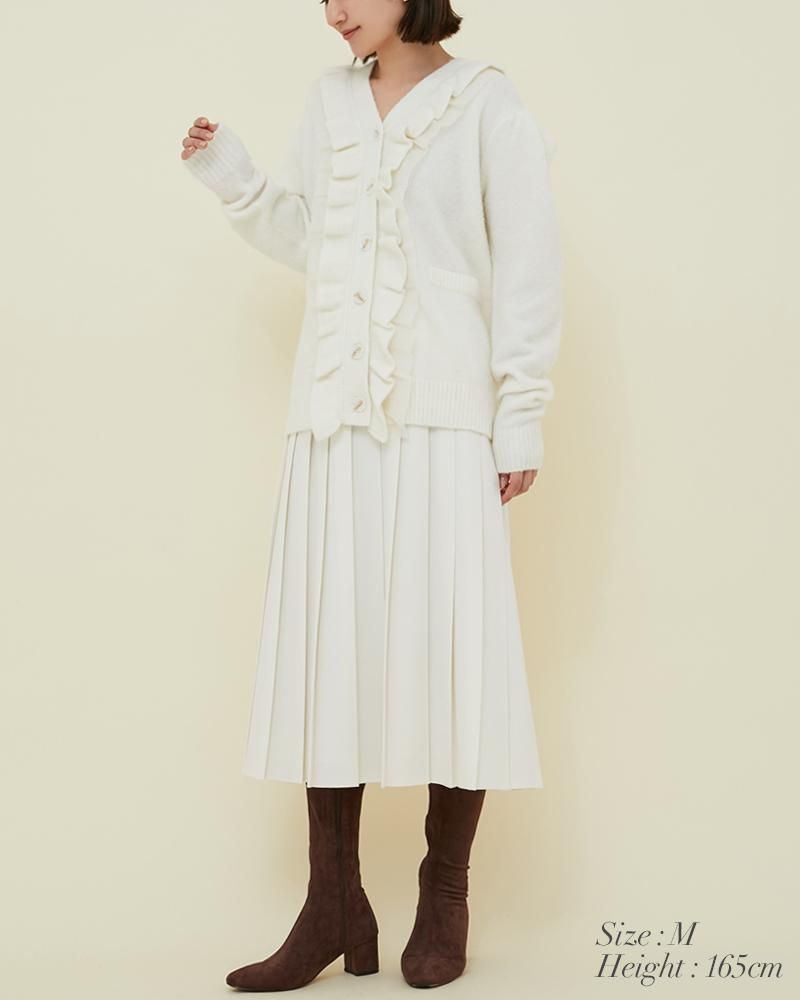 10％off】フリルオーガンジーカーディガン(ホワイト) - seventen