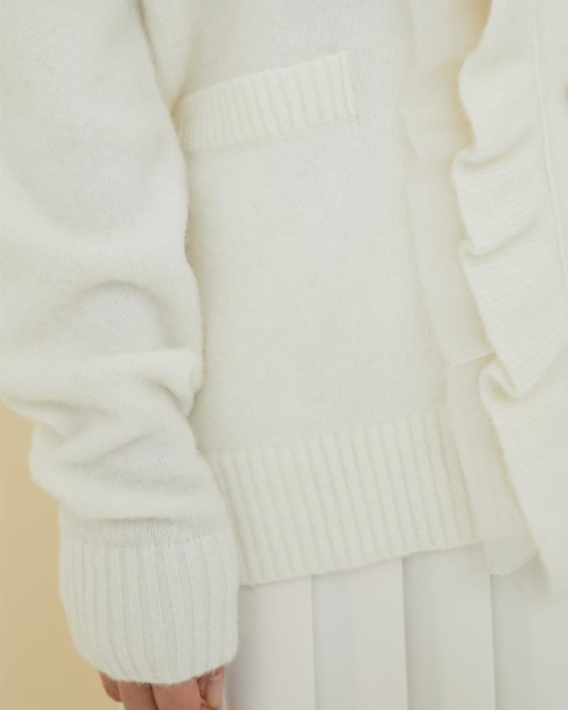 10%off】フリルオーガンジーカーディガン(ホワイト) - seventen 10%off】フリルオーガンジーカーディガン(ホワイト) - seventen