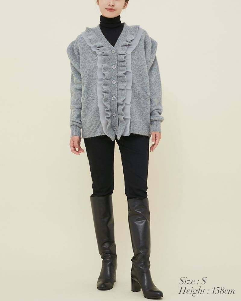 10%off】フリルオーガンジーカーディガン(ホワイト) - seventen 10%off】フリルオーガンジーカーディガン(ホワイト) - seventen