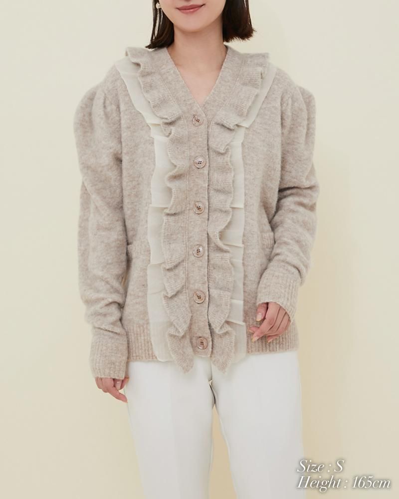 10%off】フリルオーガンジーカーディガン(ホワイト) - seventen 10%off】フリルオーガンジーカーディガン(ホワイト) - seventen