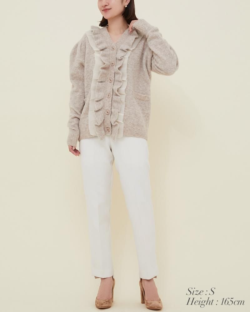 10%off】フリルオーガンジーカーディガン(ホワイト) - seventen 10%off】フリルオーガンジーカーディガン(ホワイト) - seventen