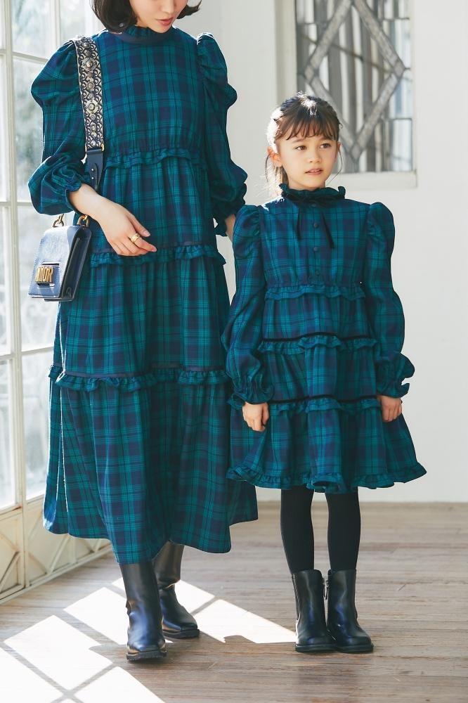 再入荷】KIDSタータンチェックワンピース(グリーン) - seventen