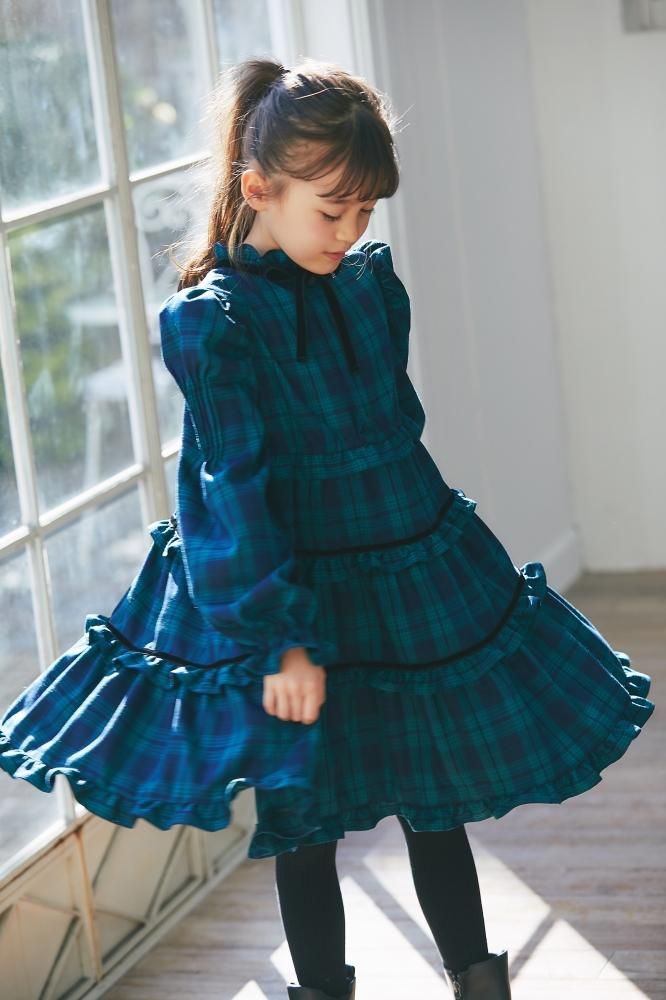 再入荷】KIDSタータンチェックワンピース(グリーン) - seventen