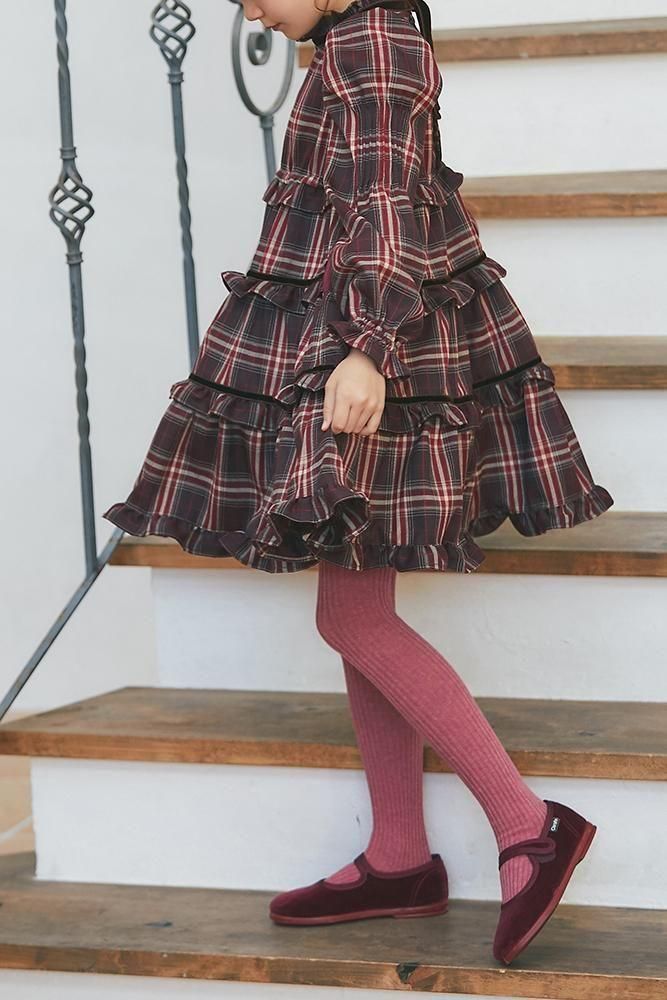 30％off】KIDSタータンチェックワンピース(バーガンディ) - seventen