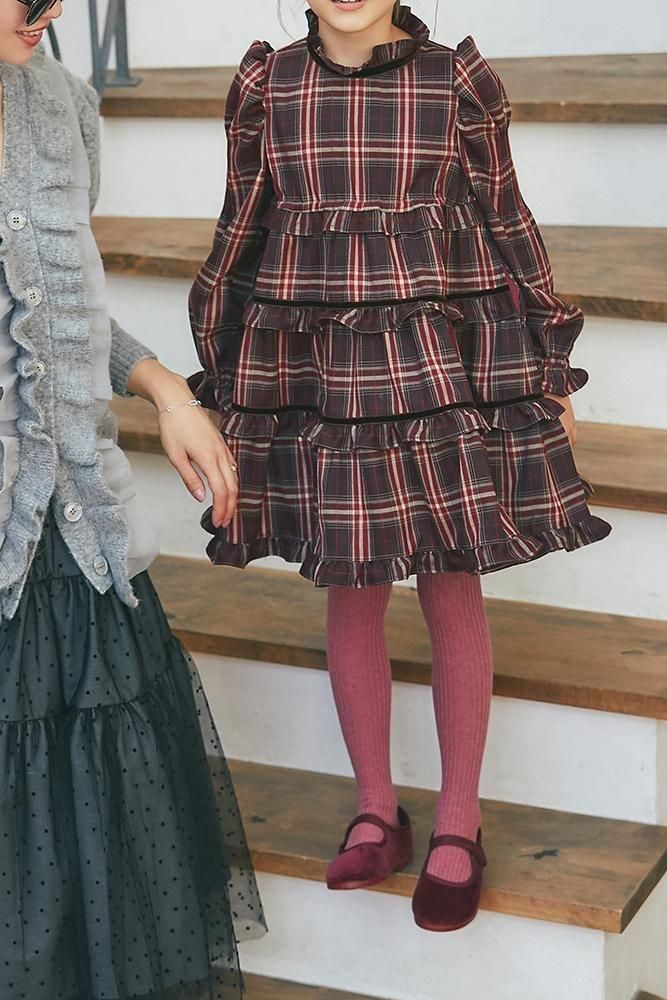 30％off】KIDSタータンチェックワンピース(バーガンディ) - seventen