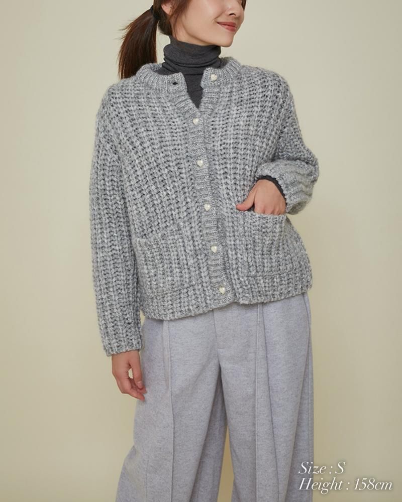 30%off】ハートボタンモヘアニットカーディガン(オフホワイト 30%off】ハートボタンモヘアニットカーディガン(オフホワイト