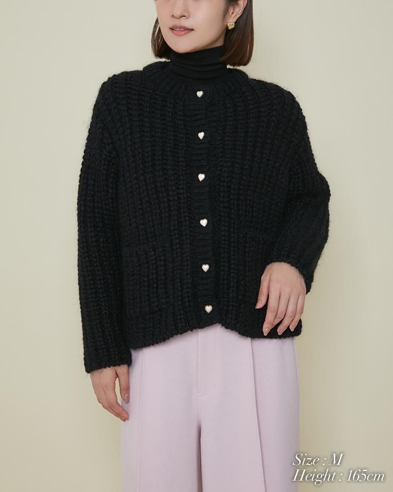 【20%off】ハートボタンモヘアニットカーディガン(オフホワイト) - seventen 【20%off】ハートボタンモヘアニットカーディガン(オフホワイト) - seventen