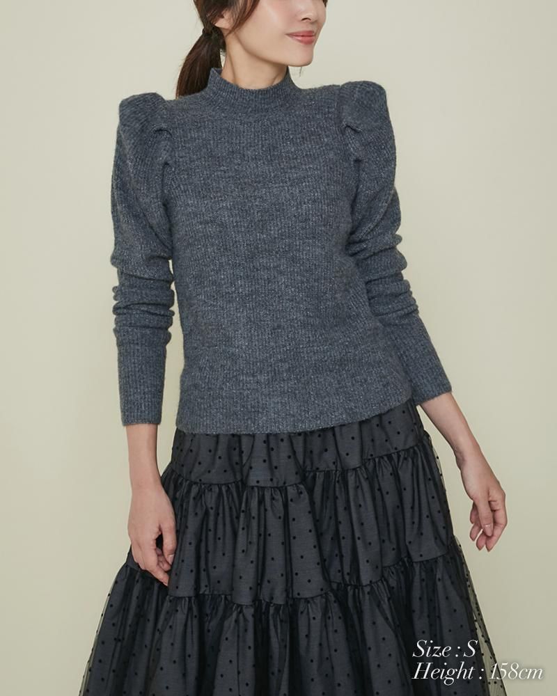 パワーショルダーニット(ブラック) - seventen