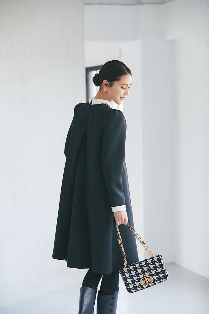 再入荷】フロントタックボウタイワンピース(ブラック) - seventen 再入荷】フロントタックボウタイワンピース(ブラック) - seventen