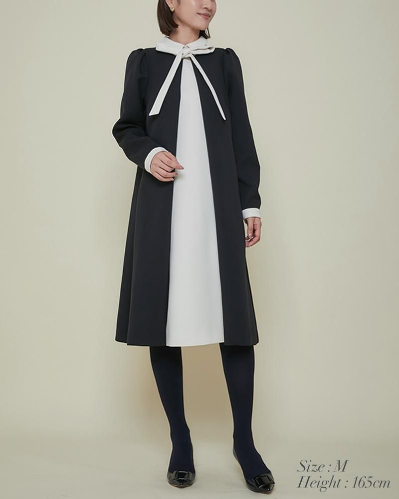 再入荷】フロントタックボウタイワンピース(ブラック) - seventen 再入荷】フロントタックボウタイワンピース(ブラック) - seventen