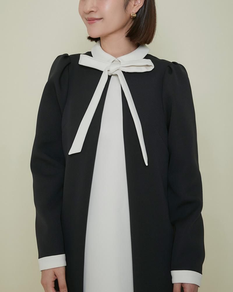 再入荷】フロントタックボウタイワンピース(ブラック) - seventen 再入荷】フロントタックボウタイワンピース(ブラック) - seventen