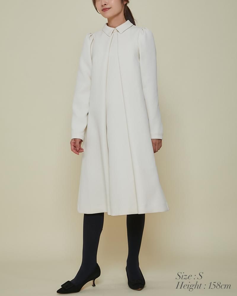 再入荷】フロントタックボウタイワンピース(オフホワイト 再入荷】フロントタックボウタイワンピース(オフホワイト