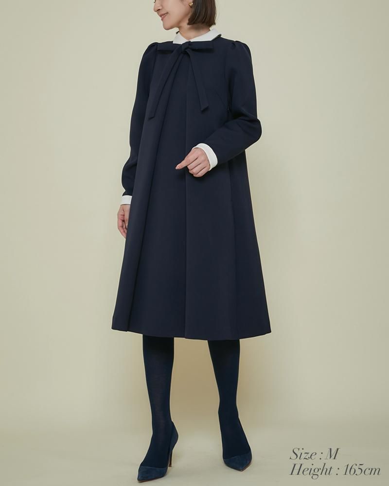 再入荷】フロントタックボウタイワンピース(オフホワイト 再入荷】フロントタックボウタイワンピース(オフホワイト
