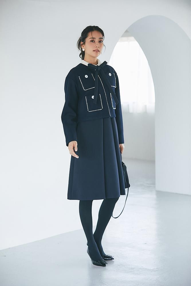 再入荷】フロントタックボウタイワンピース(ネイビー) - seventen 再入荷】フロントタックボウタイワンピース(ネイビー) - seventen