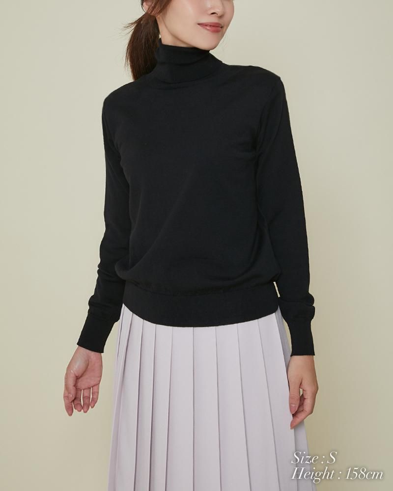 ショルダーパットタートルニット(ブラック) - seventen