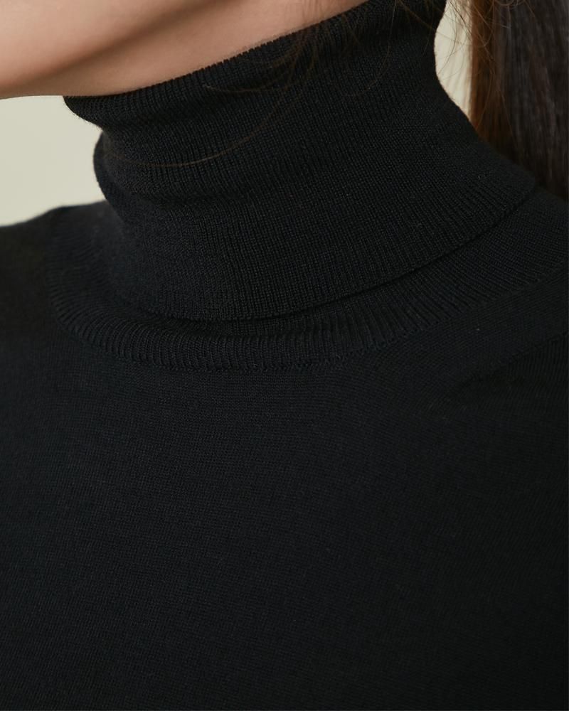 ショルダーパットタートルニット(ブラック) - seventen