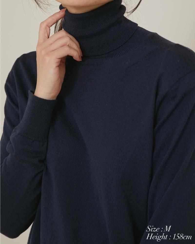 美品 大人気 seventen セブンテン タートルニット ネイビー S ショルダーパットタートルニット(ネイビー) - seventen