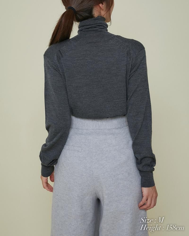 ショルダーパットタートルニット(ネイビー) - seventen