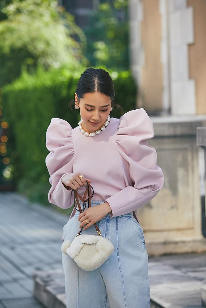 ポインティショルダートップス(ピンク) - seventen