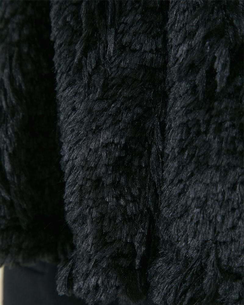 フェザーヤーンレイヤードウールトップス(ブラック) - seventen