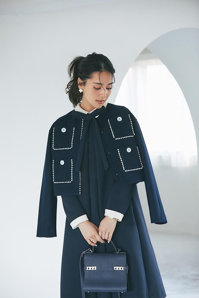 ポコポコトリムウールレットジャケット(ネイビー) - seventen