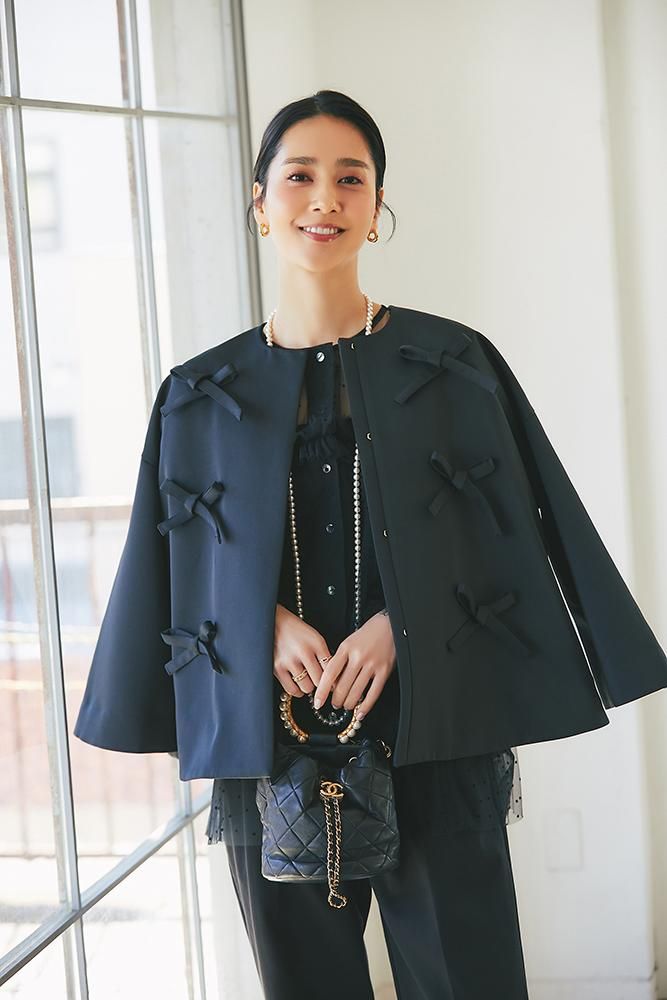 seventen 美品ダブルクロスフレアショートコート(ネイビー)S seventen 美品ダブルクロスフレアショートコート(ネイビー)S