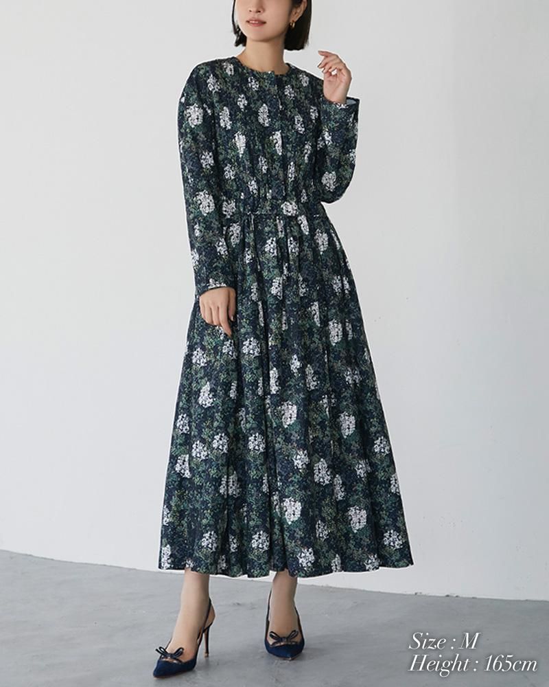 再入荷】ピンタックプリントワンピース(ベージュ) - seventen