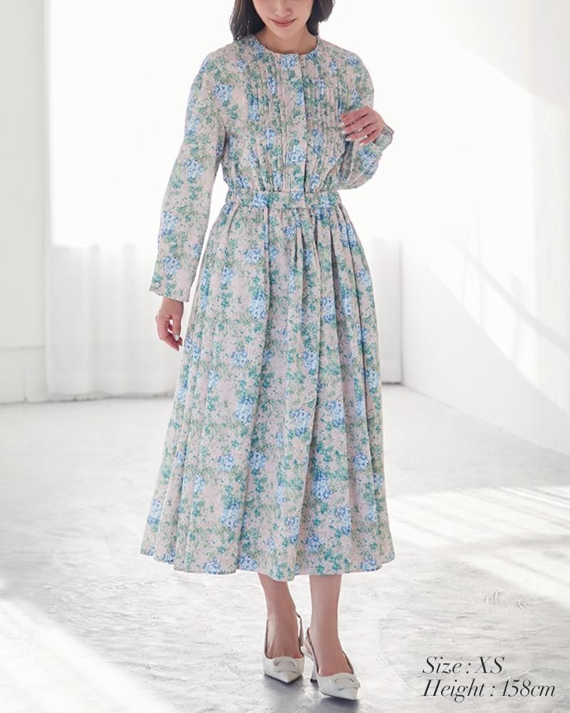 再入荷】ピンタックプリントワンピース(ライトピンク) - seventen 再入荷】ピンタックプリントワンピース(ライトピンク) - seventen