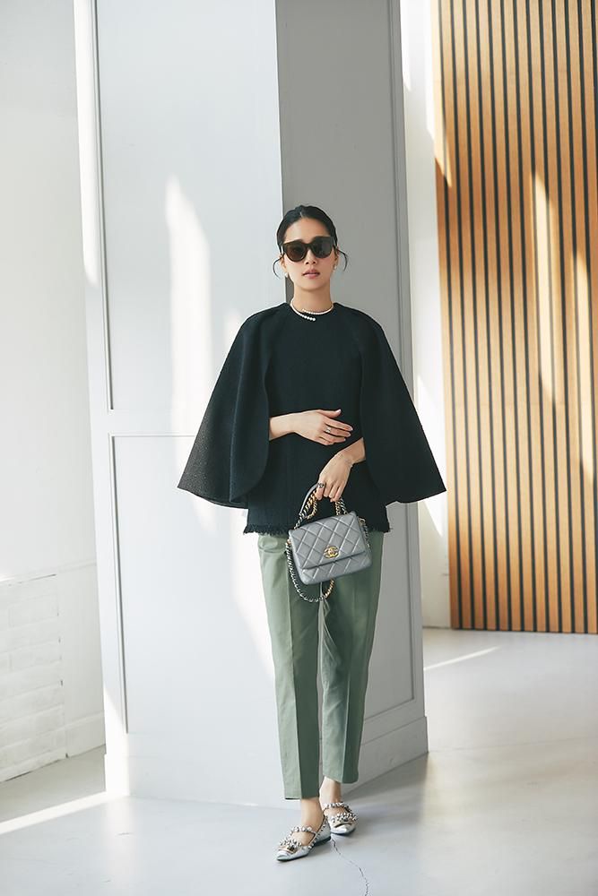 40％off】ツイードマントトップス(ブラック) - seventen