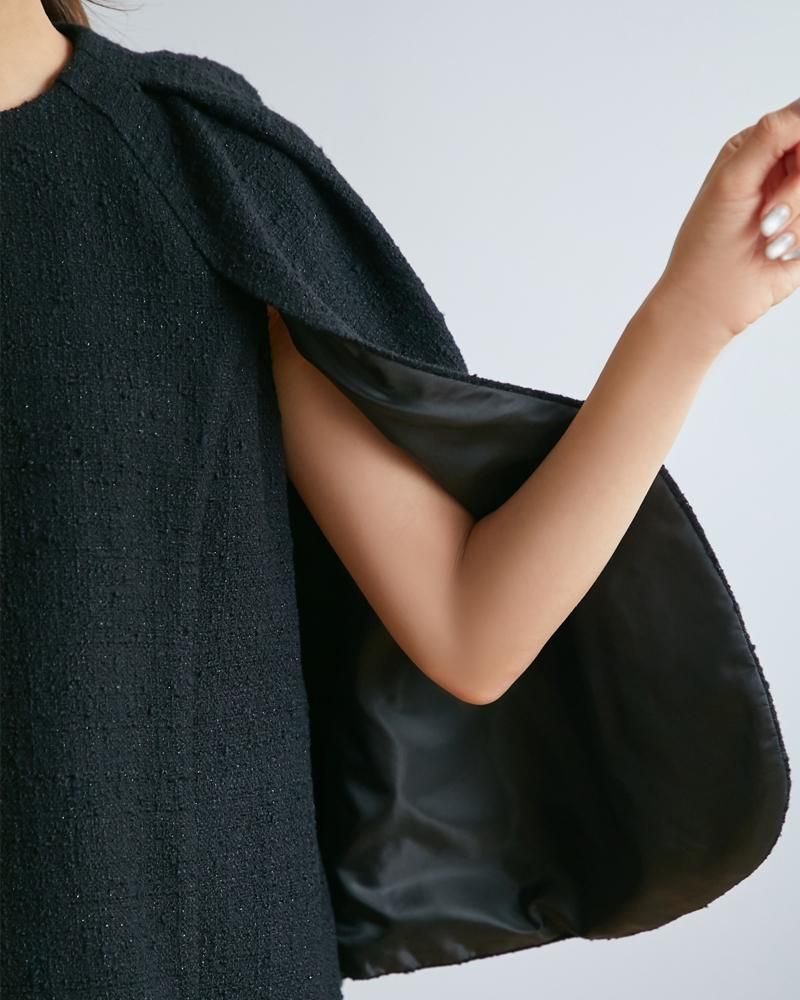 新品同様★SEVEN TEN★2024現行★ツイードマントトップス★ 40％off】ツイードマントトップス(ブラック) - seventen