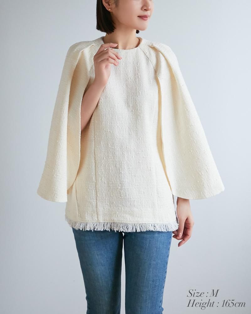 40％off】ツイードマントトップス(ブラック) - seventen