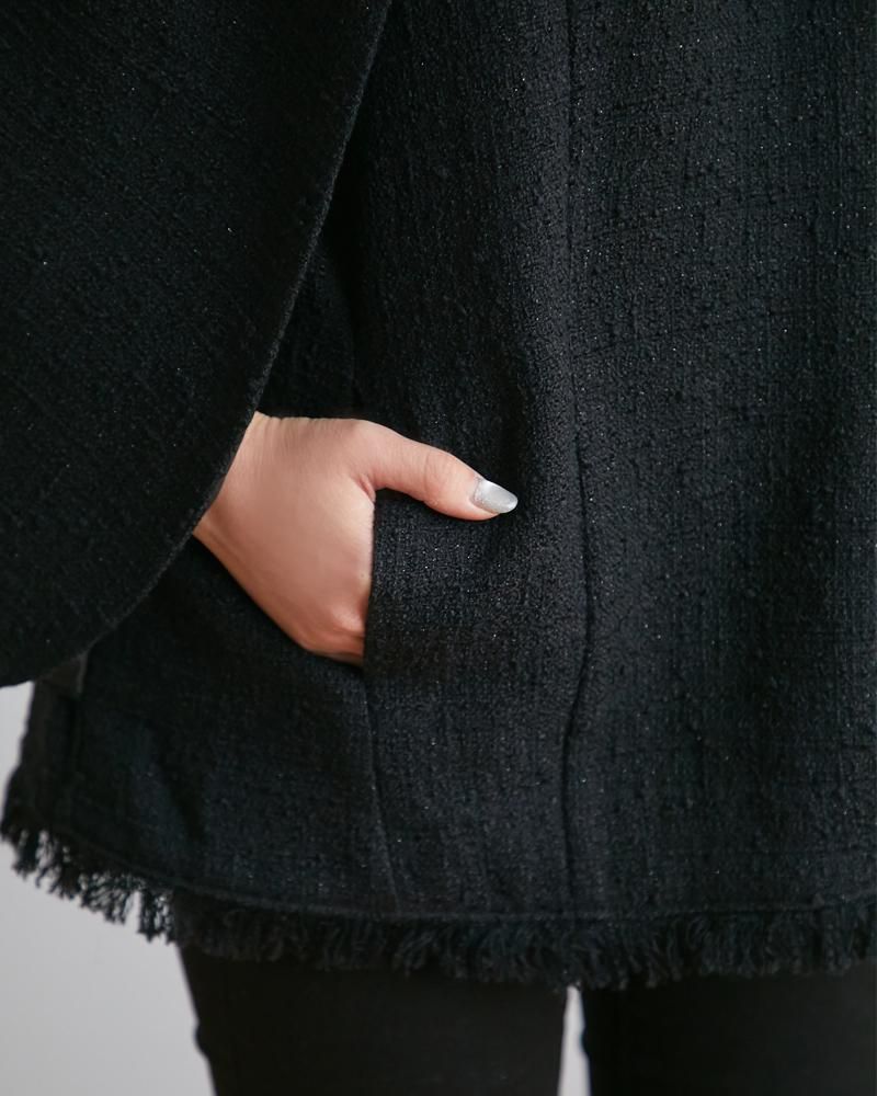 【新品未使用タグ付】セブンテン　ツイードマントトップス　オフホワイト　M ツイードマントトップス(オフホワイト) - seventen