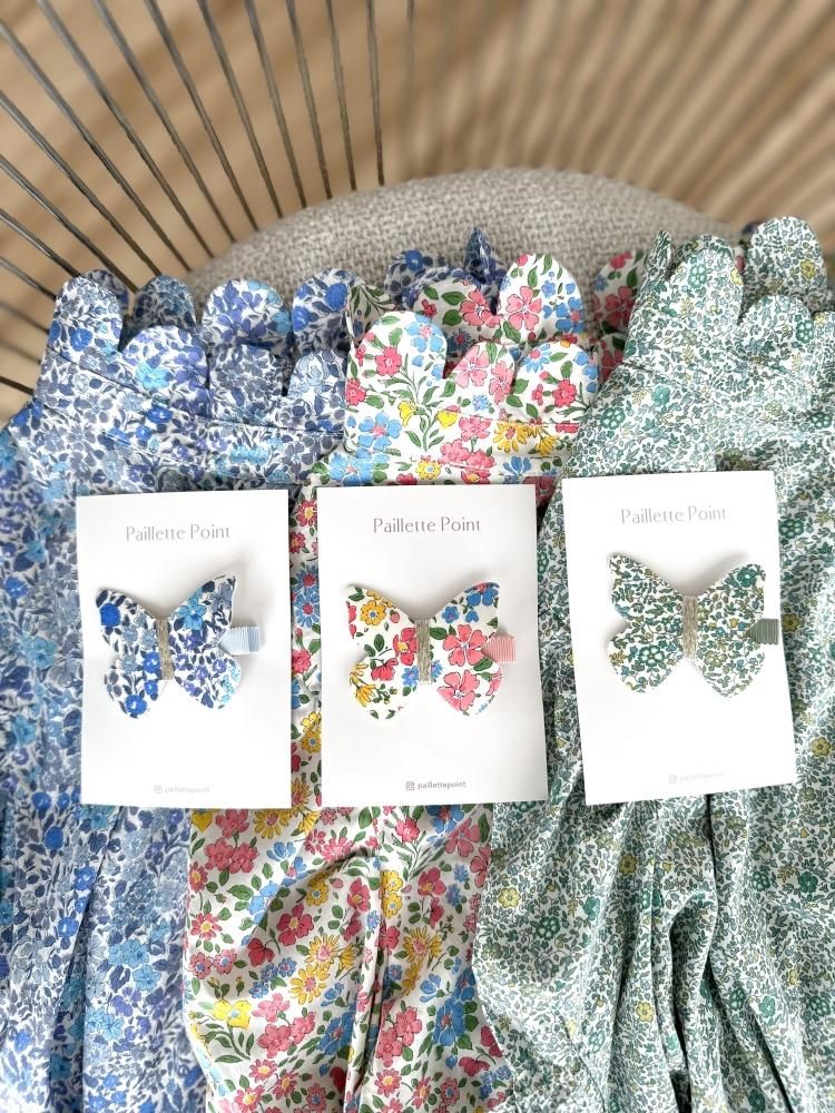 リバティ柄 ヘアクリップ 滑り止め 別注 Paillette Point リバティバタフライクリップ - seventen