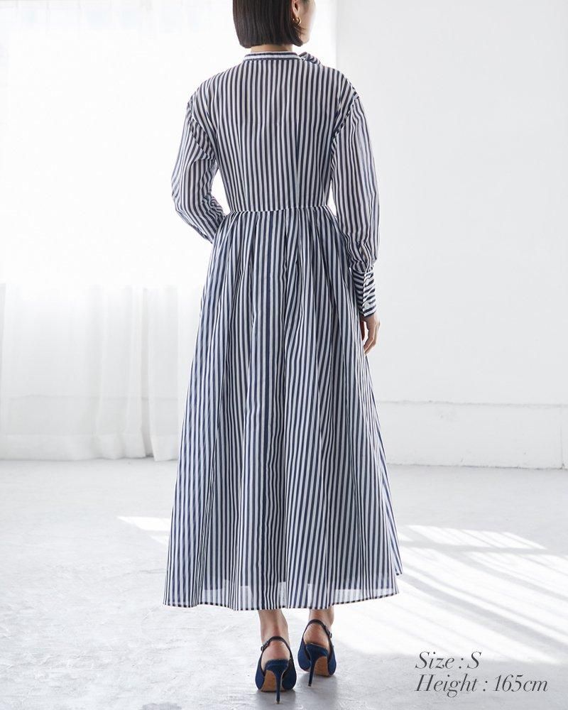 再入荷】シアーストライプボウタイワンピース(ネイビー) - seventen 再入荷】シアーストライプボウタイワンピース(ネイビー) - seventen