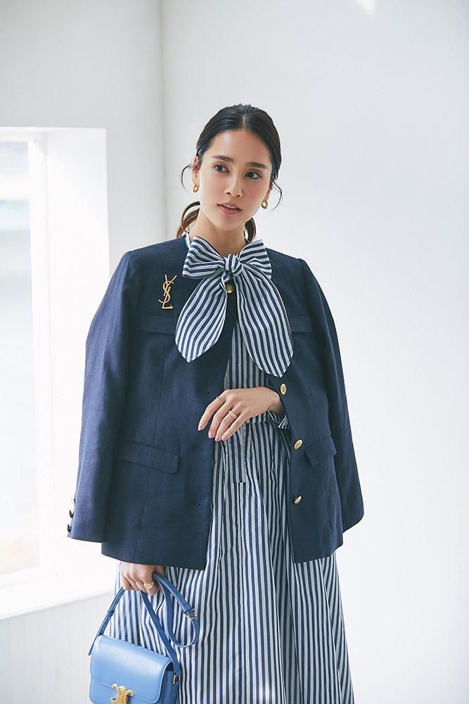 再入荷】シアーストライプボウタイワンピース(ネイビー) - seventen 再入荷】シアーストライプボウタイワンピース(ネイビー) - seventen
