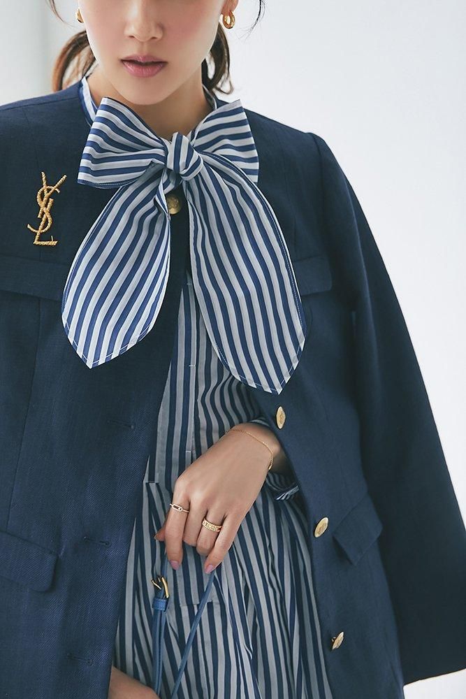 再入荷】シアーストライプボウタイワンピース(ネイビー) - seventen 再入荷】シアーストライプボウタイワンピース(ネイビー) - seventen