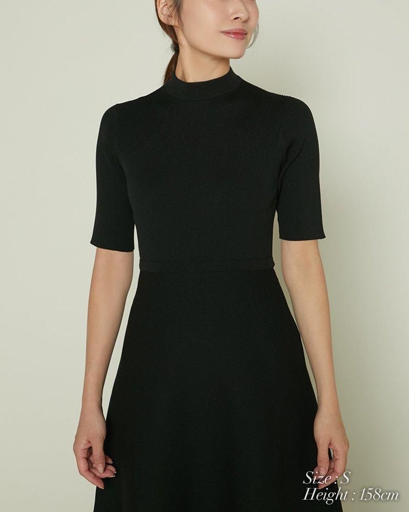 再入荷】バックパールニットワンピース(ブラック) - seventen 再入荷】バックパールニットワンピース(ブラック) - seventen