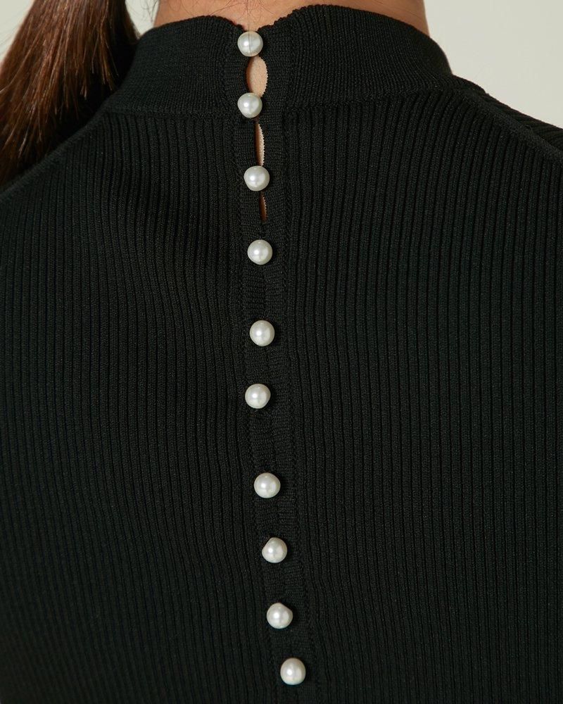 再入荷】バックパールニットワンピース(ブラック) - seventen