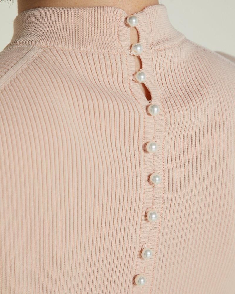再入荷】バックパールニットワンピース(ピンク) - seventen