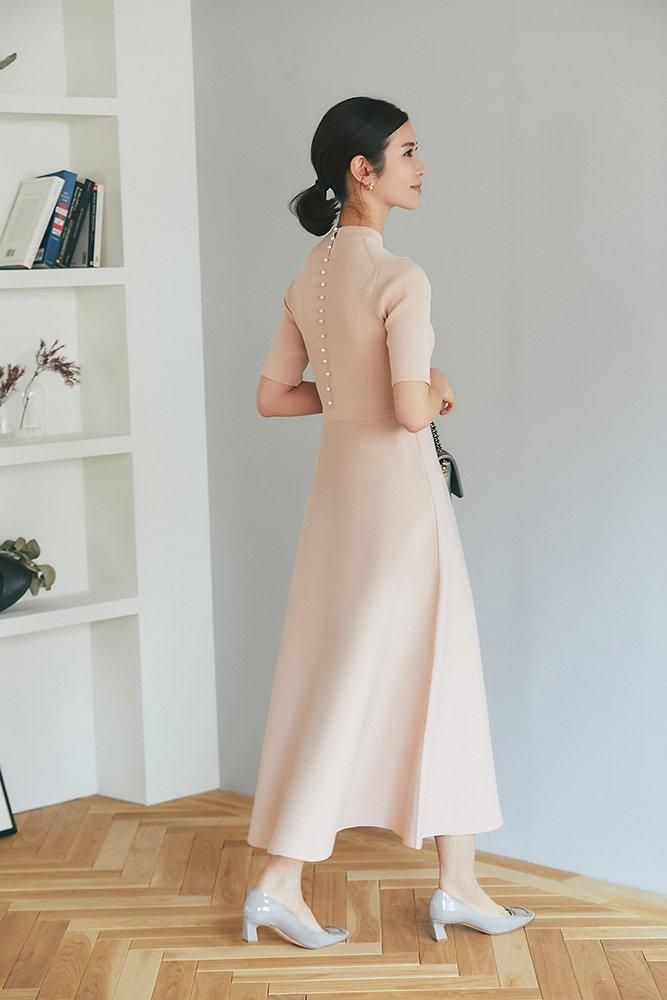 再入荷】バックパールニットワンピース(ピンク) - seventen 再入荷】バックパールニットワンピース(ピンク) - seventen