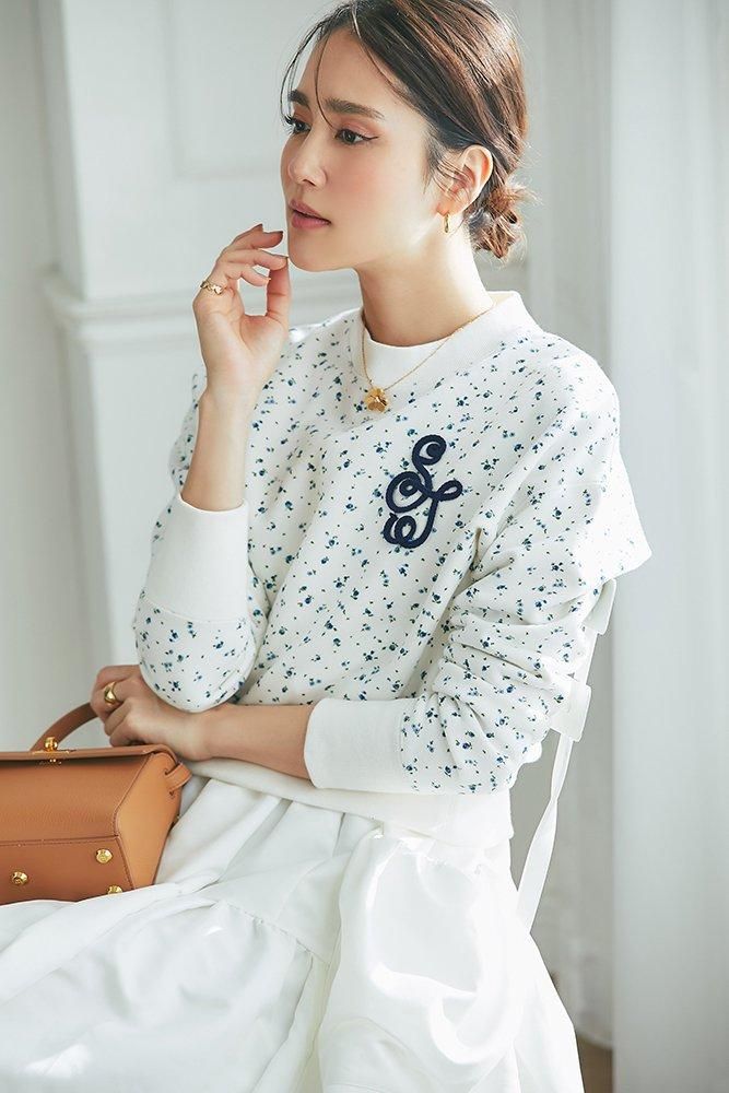 Seventen 花柄プリント スウェット Mサイズ コードモノグラムスウェットトップス(小花柄) - seventen
