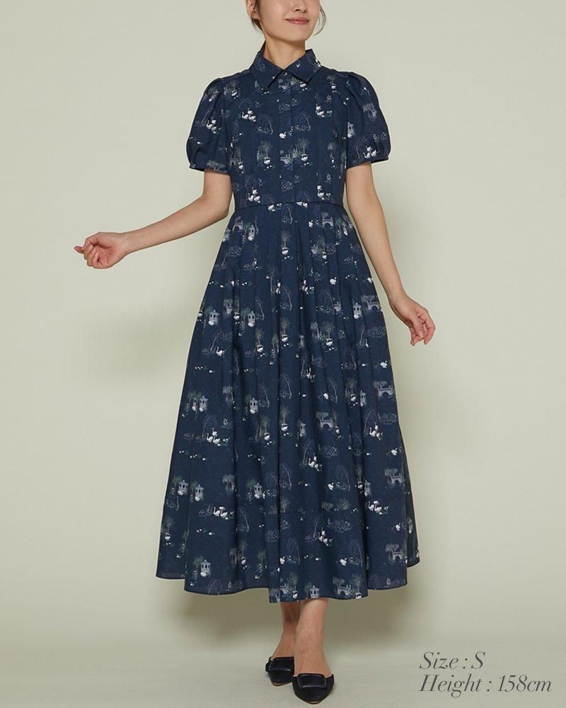 再入荷】スワンプリントワンピース(ダークネイビー) - seventen