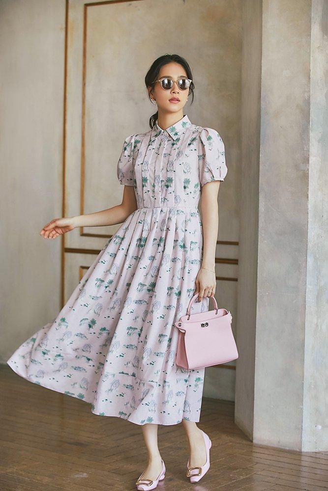 再入荷】スワンプリントワンピース(ライトピンク) - seventen