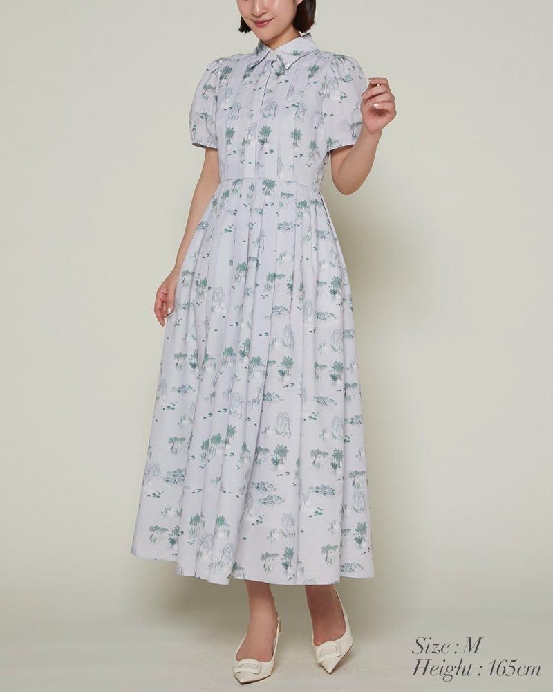 再入荷】スワンプリントワンピース(サックス) - seventen