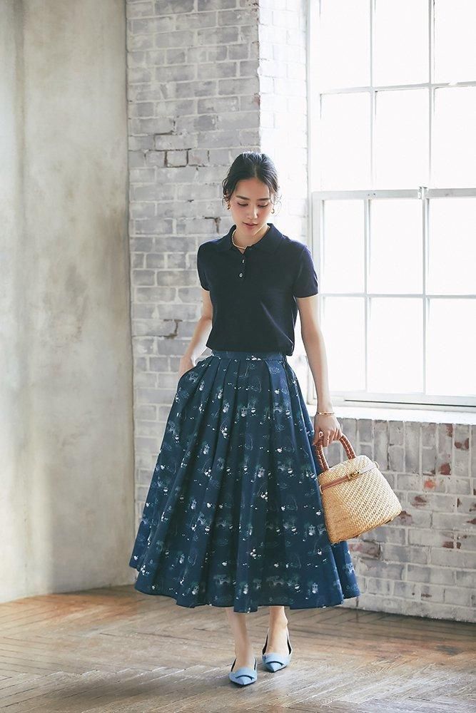 30%off】スワンプリントスカート(ダークネイビー) - seventen 30%off】スワンプリントスカート(ダークネイビー) - seventen