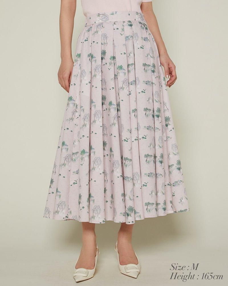 30％off】スワンプリントスカート(ダークネイビー) - seventen